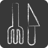 Icon Cutlery. related to Plastic Pollution symbol. chalk Style. simple design editable. simple illustration vector