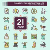 Icon Set Plastic Pollution. related to Environment symbol. MBE style. simple design editable. simple illustration vector