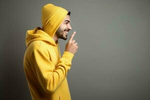 AI generated Portrait side view man yellow style. Generate Ai photo