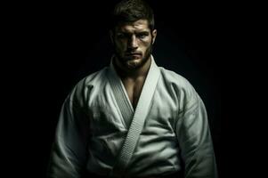 ai generado determinado hombre judo atleta. generar ai foto