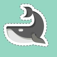 Sticker line cut Whale. related to Plastic Pollution symbol. simple design editable. simple illustration vector