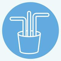 Icon Straw. related to Plastic Pollution symbol. blue eyes style. simple design editable. simple illustration vector