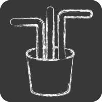 Icon Straw. related to Plastic Pollution symbol. chalk Style. simple design editable. simple illustration vector