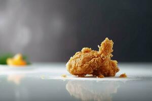 ai generado recién frito pollo en blanco mesa. generar ai foto