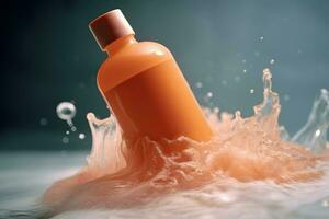 AI generated Product photo of shampoo foam bottle splash. Generate Ai