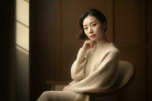 AI generated Asian female portrait with perfect skin. Generate ai photo