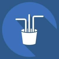 Icon Straw. related to Plastic Pollution symbol. long shadow style. simple design editable. simple illustration vector