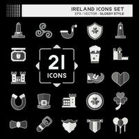 Icon Set Ireland. related to Holiday symbol. glossy style. simple design editable. simple illustration vector