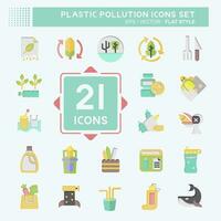 Icon Set Plastic Pollution. related to Environment symbol. flat style. simple design editable. simple illustration vector