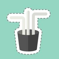 Sticker line cut Straw. related to Plastic Pollution symbol. simple design editable. simple illustration vector