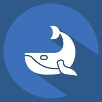 Icon Whale. related to Plastic Pollution symbol. long shadow style. simple design editable. simple illustration vector