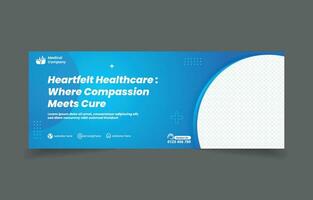 medical banner social media cover design abstract background blue color vector