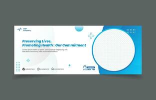 medical banner social media cover design abstract background blue color vector