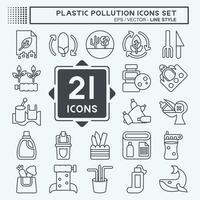 Icon Set Plastic Pollution. related to Environment symbol. line style. simple design editable. simple illustration vector