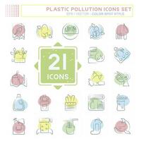 Icon Set Plastic Pollution. related to Environment symbol. Color Spot Style. simple design editable. simple illustration vector