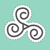 Sticker line cut Triskele. related to Ireland symbol. simple design editable. simple illustration vector