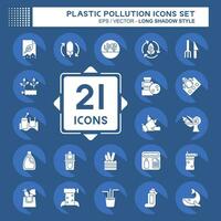 Icon Set Plastic Pollution. related to Environment symbol. long shadow style. simple design editable. simple illustration vector