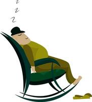 a man sleeping in a rocking chair vector