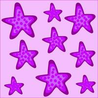 Texture of purple seastars on pink background vector illustration