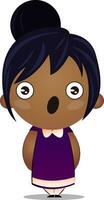 Little brown girl character surprised vector