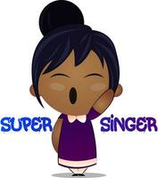 Little brown girl character singing vector