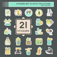 Sticker Set Plastic Pollution. related to Environment symbol. simple design editable. simple illustration vector