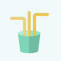 Icon Straw. related to Plastic Pollution symbol. flat style. simple design editable. simple illustration vector