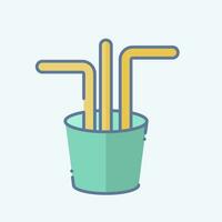 Icon Straw. related to Plastic Pollution symbol. doodle style. simple design editable. simple illustration vector