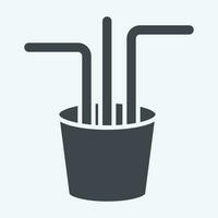 Icon Straw. related to Plastic Pollution symbol. glyph style. simple design editable. simple illustration vector