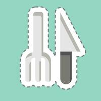 Sticker line cut Cutlery. related to Plastic Pollution symbol. simple design editable. simple illustration vector