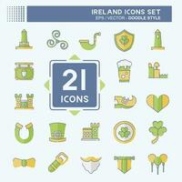 Icon Set Ireland. related to Holiday symbol. doodle style. simple design editable. simple illustration vector