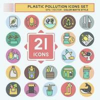 Icon Set Plastic Pollution. related to Environment symbol. color mate style. simple design editable. simple illustration vector