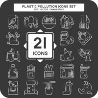 Icon Set Plastic Pollution. related to Environment symbol. chalk Style. simple design editable. simple illustration vector