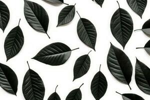 AI generated Black leaves on white background. Generate ai photo