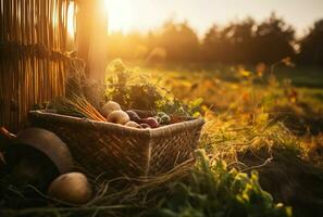 AI generated Rich harvest basket. Generate AI photo