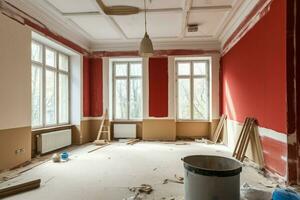 AI generated Red room renovation. Generate AI photo