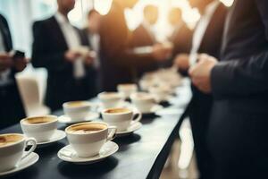 AI generated Coffee break conference. Generate ai photo