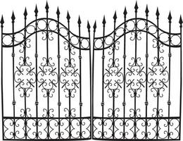 an iron gate with ornate designs on it vector