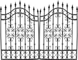 an iron gate with ornate designs on it vector