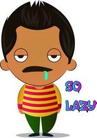 Little brown boy character is lazy vector