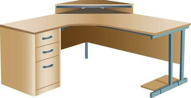 Angled corner office desk vector