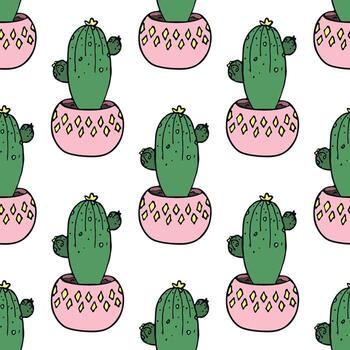 Seamless pattern with cactus doodle for decorative print, wrapping paper, greeting cards and fabric vector