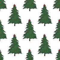 Seamless pattern with geometric minimal scandinavian Christmas tree doodle for decorative print, wrapping paper, greeting cards and fabric vector