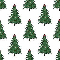 Seamless pattern with geometric minimal scandinavian Christmas tree doodle for decorative print, wrapping paper, greeting cards and fabric vector