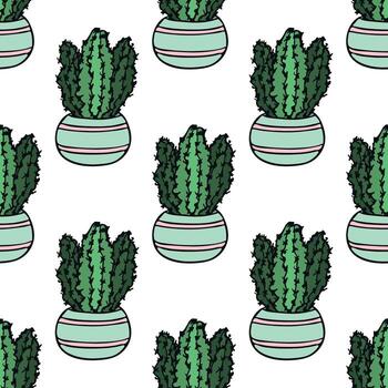 Seamless pattern with cactus doodle for decorative print, wrapping paper, greeting cards and fabric vector