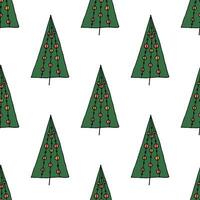 Seamless pattern with geometric minimal scandinavian Christmas tree doodle for decorative print, wrapping paper, greeting cards and fabric vector