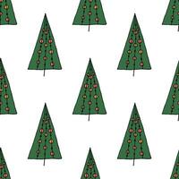 Seamless pattern with geometric minimal scandinavian Christmas tree doodle for decorative print, wrapping paper, greeting cards and fabric vector