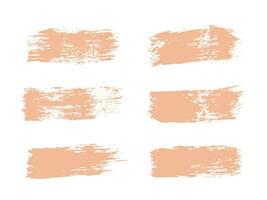 Color of the Year 2024 peach fuzz sample Vector paint brush spot Hand painted trendy color background Ink scribble dab clipart set