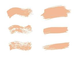 Color of the Year 2024 peach fuzz sample Vector paint brush spot Hand painted trendy color background Ink scribble dab clipart set