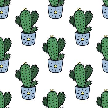 Seamless pattern with cactus doodle for decorative print, wrapping paper, greeting cards and fabric vector